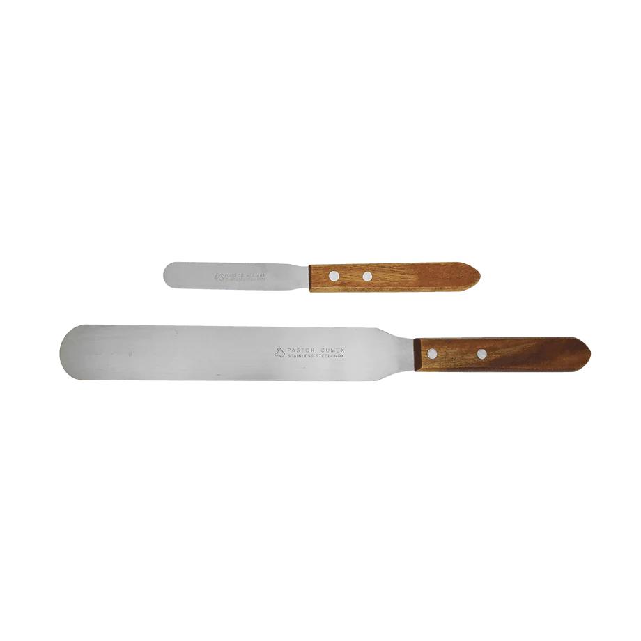 ESPÁTULA DE ACERO INOXIDABLE ESLAB EMM CON MANGO DE MADERA - 100 MM