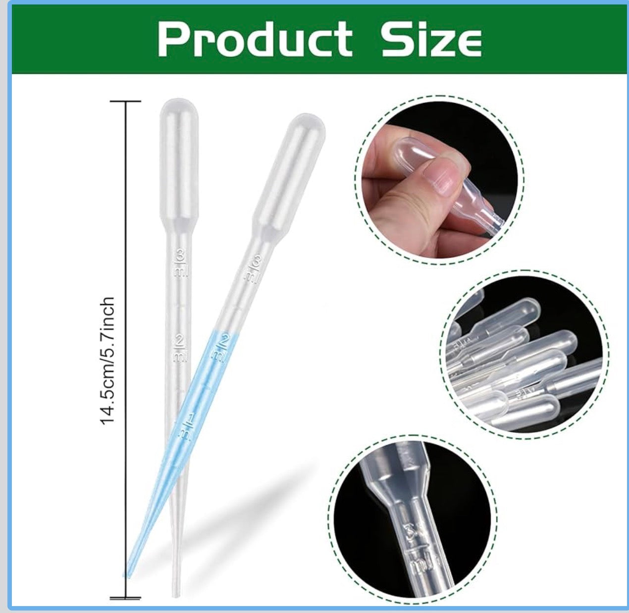 PIPETAS DE TRANSFERENCIA - PASTEUR 3ML POLIETILENO TRANSPARENTE GRADUADA - PAQUETE DE 5 PZA