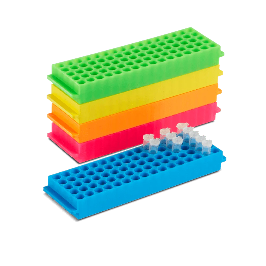 GRADILLA PARA 80 MICROTUBOS HEATHROW SCIENTIFIC 29025G DE PLÁSTICO AUTOCLAVABLE